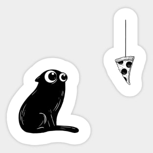 Black Cat Staring At Pizza Sticker